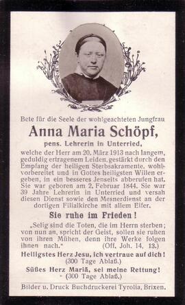 Schöpf Anna Maria, Lehrerin, +1913