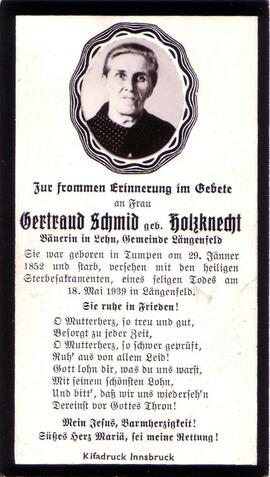 Schmid Gertraud, geb. Holzknecht, +1939