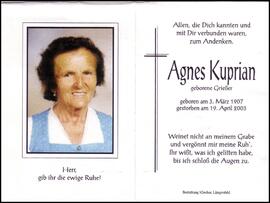 Kuprian Agnes, geb. Grießer, +2003