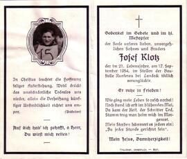Klotz Josef, +1954