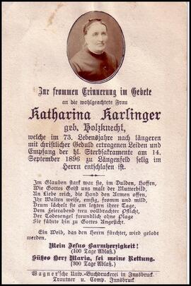 Karlinger Katharina, geb. Holzknecht, +1896