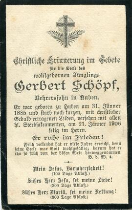 Schöpf Gerbert, +1906