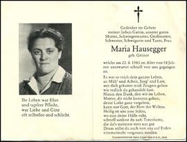 Hausegger Maria, geb. Grüner, +1983