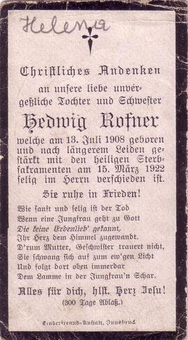 Rofner Hedwig, +1922