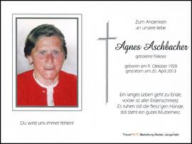 Aschbacher Agnes, geb. Falkner, +2013