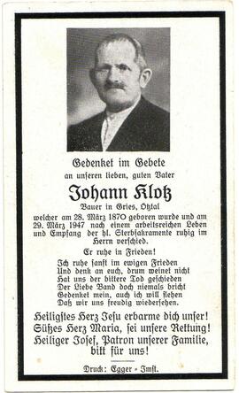 Klotz Johann, Gries, +1947