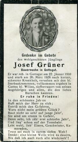Grüner Josef, Gottsgut, +1928