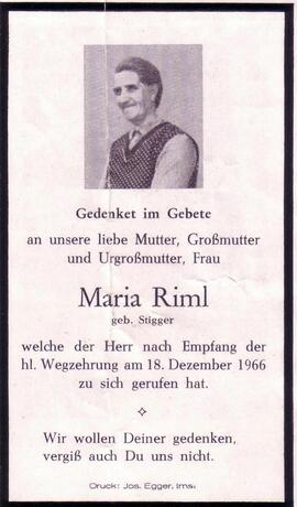 Riml Maria, geb. Stippler, +1966