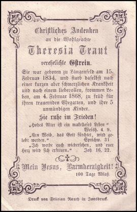 Gstrein Theresia, geb. Traut, +1868