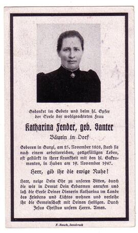 Fender Katharina, geb. Santer, +1947