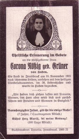 Nösig Korona, geb. Grüner, +1922