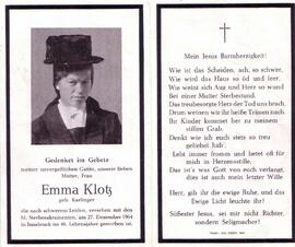 Klotz Emma, geb. Karlinger, +1964