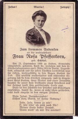 Pfefferkorn Rosa, geb. Schöpf, +1914