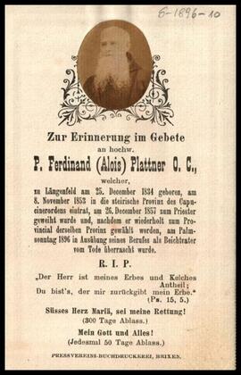 Plattner Alois, Pfarrer, +1896