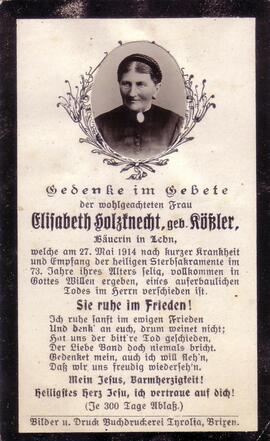Holzknecht Elisabeth, geb. Kössler, +1914