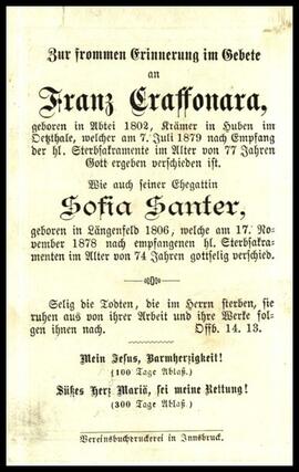 Craffonara Franz und Sofia, geb. Santer