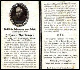 Karlinger Johann, Pfarrer, +1927