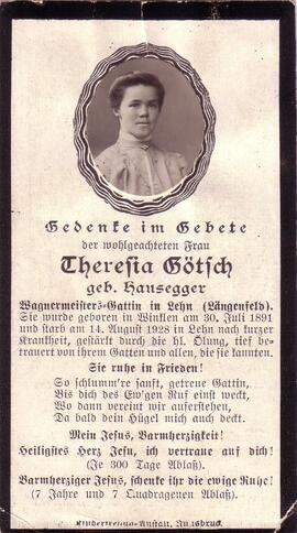 Götsch Theresia, geb. Hausegger, +1928