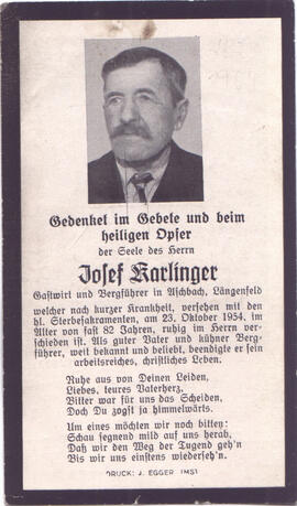 Karlinger Josef, +1954