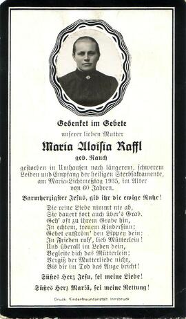 Raffl Aloisia, geb. Rauch, +1935