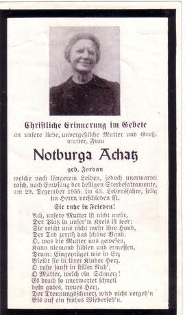Achatz Notburga, geb. Jordan, +1955