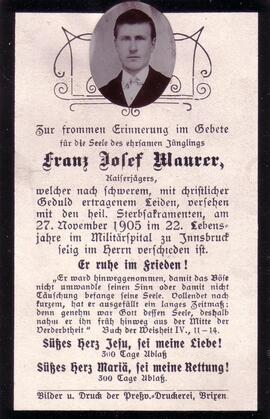 Maurer Franz Josef, +1905