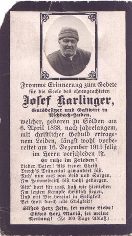 Karlinger Josef, +1915