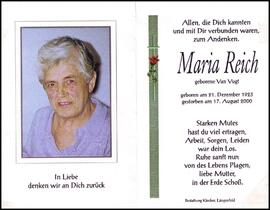 Reich Maria, geb. van Vught, +2000