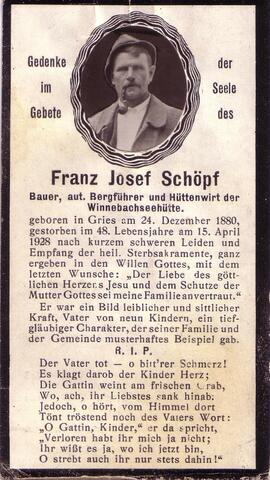 Schöpf Franz Josef, +1928