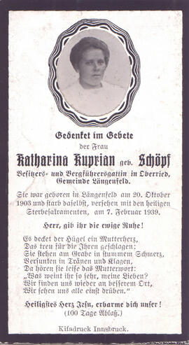 Kuprian Katharina, geb. Schöpf, +1939