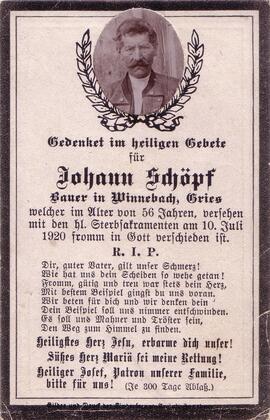 Schöpf Johann, +1920