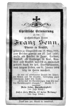 Senn Franz, Pfarrer, +1884