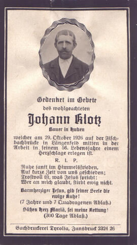 Klotz Johann, +1926