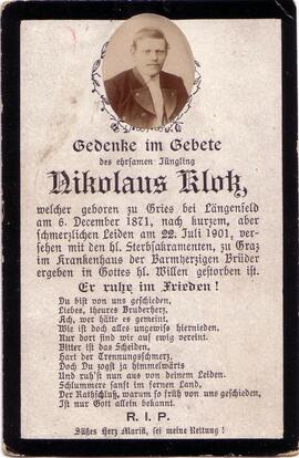 Klotz Nikolaus, +1901