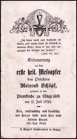 Schöpf Meinrad, Pfarrer, Messfeier 1899