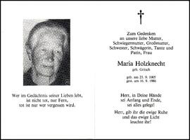 Hozknecht Maria, geb. Gritsch, +1986