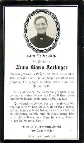 Karlinger Anna Maria, +1939
