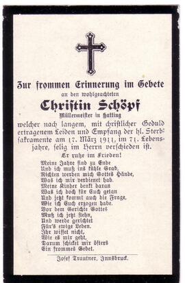 Schöpf Christian, Hatting, +1911
