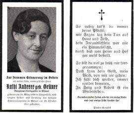 Auderer Katharina, geb. Grüner, +1941