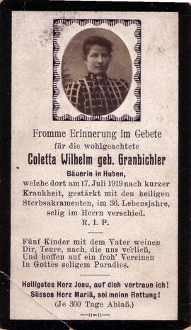 Wilhelm Coletta, geb. Granbichler, +1919