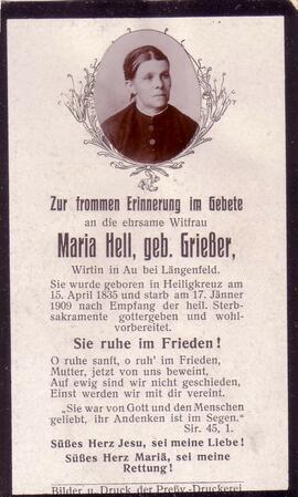 Hell Maria, geb. Grießer, +1909
