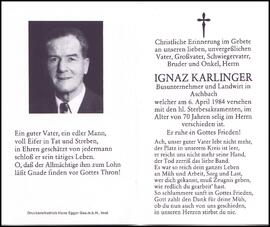 Karlinger Ignaz, +1984