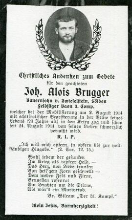 Brugger Johann Alois, +1914