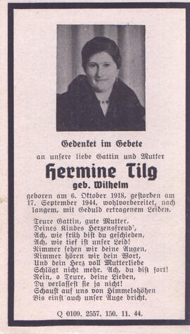 Tilg Hermine, geb. Wilhelm, +1944