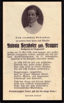 Pernhofer Antonia, geb. Brugger, +1935