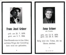 Grüner Franz Josef und Anna geb. Kuprian, +1961, +1964