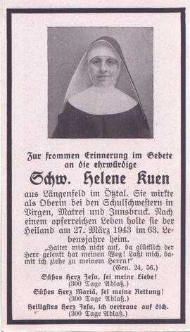 Kuen Agnes, Schwester Helene, +1943