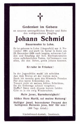 Schmid Johann, +1926