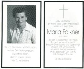 Falkner Maria, geb. Hofer, +1989