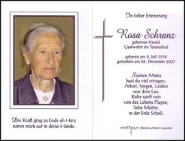 Schranz Rosa, geb. Kneisl, +2007